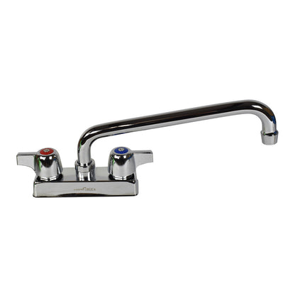 BK Resources BKD-10-G Chrome-Plated Brass Workforce Standard Duty Faucet, 10" Swing Spout, 4" O.C. Deck Mount