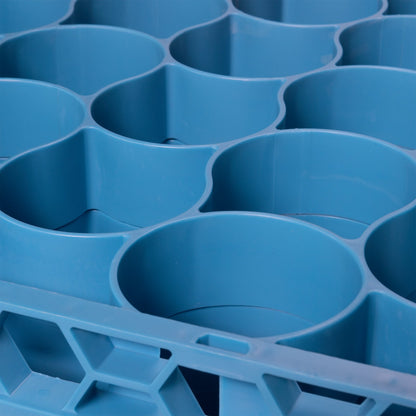 Carlisle RW20-114 Carlisle Blue 20-Compartment Polypropylene OptiClean NeWave Glass Rack with 2 Integrated Extenders
