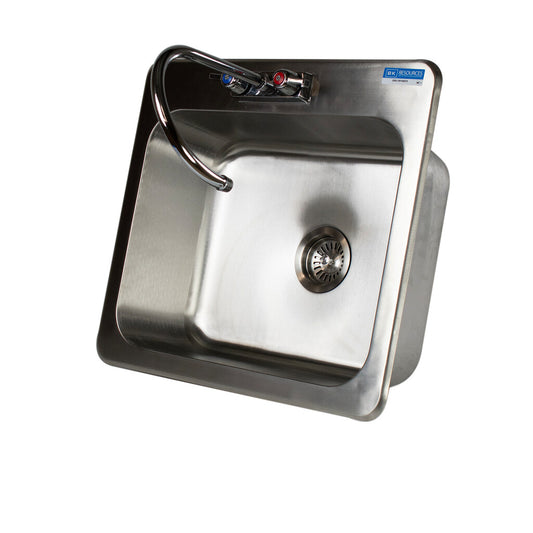 BK Resources DDI-2016824-P-G One Compartment Stainless Steel Drop-In Sink 20L x 16W x 8D Bowls w/Faucet