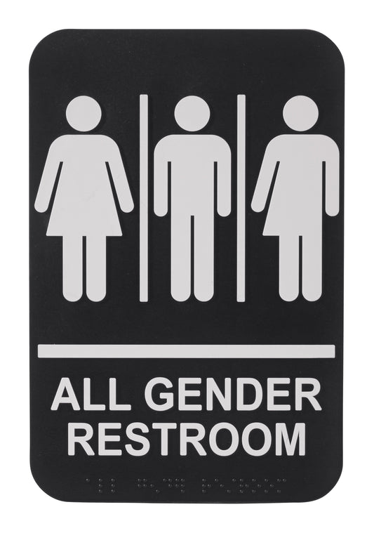 Winco SGNB-607 6" x 9" Information Sign (Braille) - "All Gender"