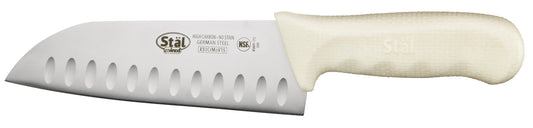 Winco KWP-70 7" White Polypropylene Handle Santoku Knife