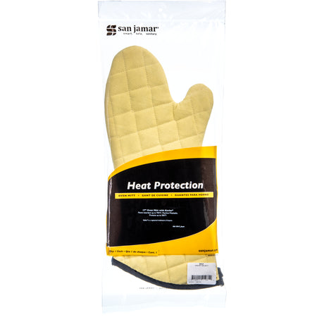 San Jamar KM17 17" Yellow Oven Mitt with Kevlar