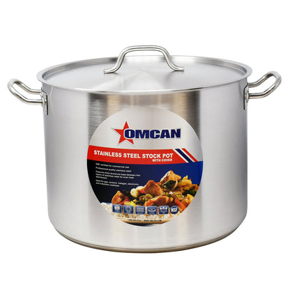 Omcan 80443 40 Qt Stainless Steel Stock Pot with Cover