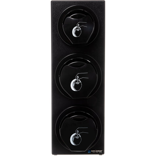 San Jamar L2923BK Black EZ-Fit Lid Dispenser L2200C (1) and L2400C (2) Trim Rings Cabinet