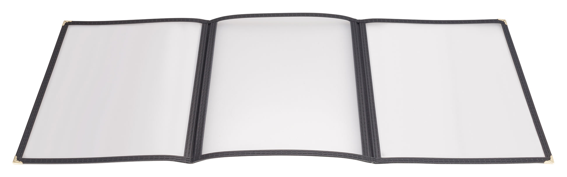 Winco PMCT-9K 9-1/2" x 12-1/8" Black Triple Fold Menu Cover