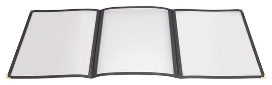 Winco PMCT-9K 9-1/2" x 12-1/8" Black Triple Fold Menu Cover