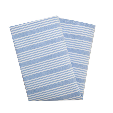 Snap Drape 54351822NH763 18" x 22" Blue 50% Spun Polyester/50% Filament Ticking Striped Napkin