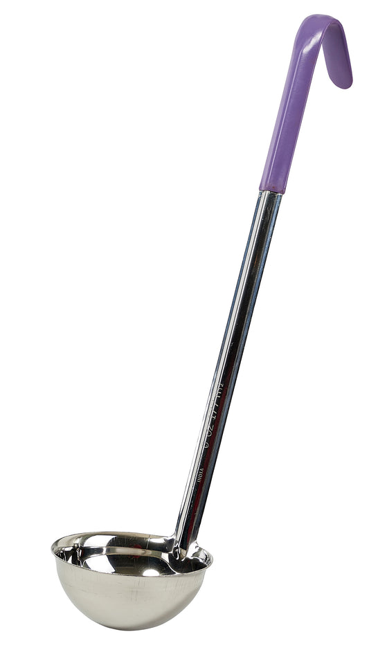 Winco LDC-6P 6 oz. Purple Stainless Steel Ladle, Allergen Free