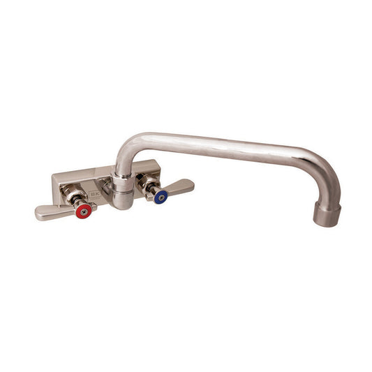BK Resources EVO-4SM-16 Stainless Steel Evolution 4" Splash Mount Faucet, 16" Swing Spout