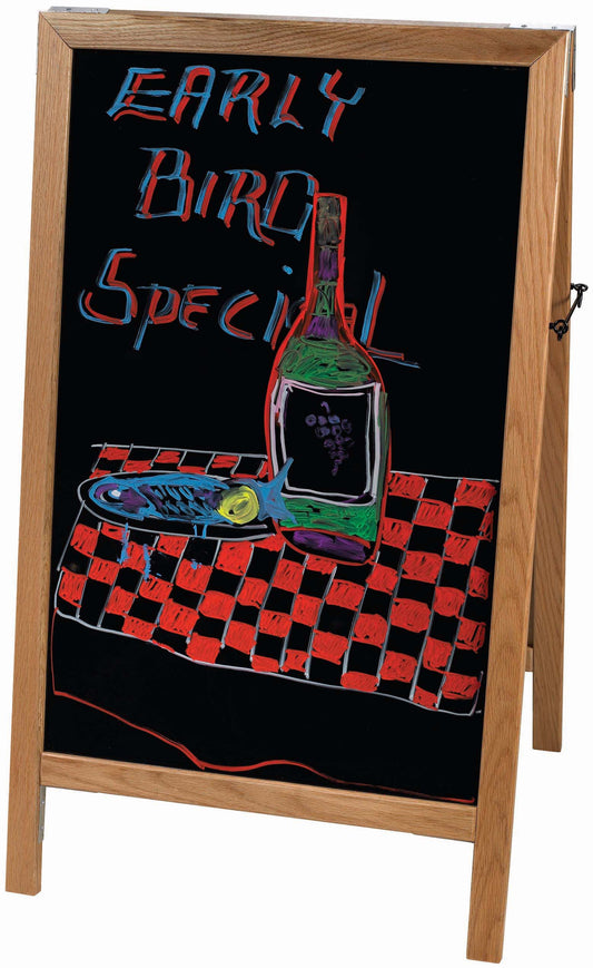 Winco MBAF-5 46" x 26" Natural Marker Board, A-Frame