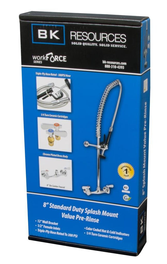 BK Resources CP-VSMPR-WB-G 8" O.C. Workforce C/C Splash Mount PreRinse w/ Add-A-Faucet