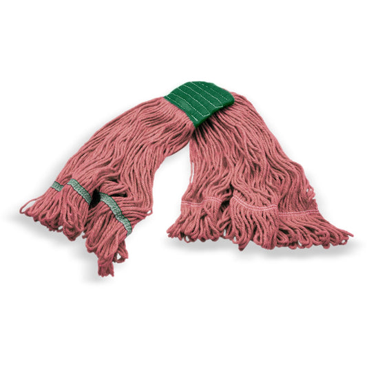 Carlisle 369418B05 Medium Red Synthetic/Cotton Blend 4 Ply Looped-End Mop w/ Green Band