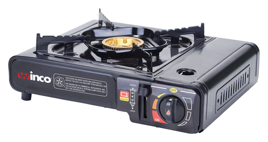 Winco PGS-1K Black Portable Gas Cooker, Brass Burner with Case
