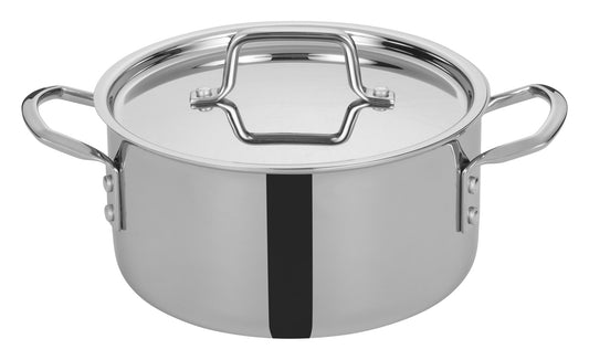 Winco TGSP-4 4.5 Qt. Stainless Steel Triply Stock Pot w/ Cover