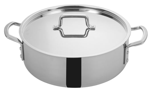 Winco TGBZ-12 12 Qt. Stainless Steel Triply Brazier w/Cover