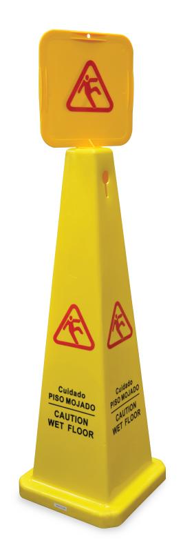 Omcan 24416 Four Sided Cone-shaped English/Spanish Caution Wet Floor Sign