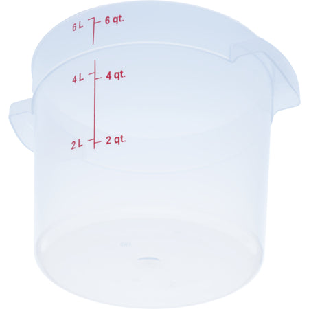 Carlisle 1096530 6 Qt Clear Round Polypropylene StorPlus Food Storage Container