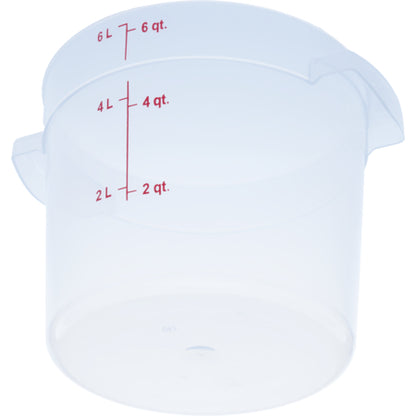 Carlisle 1096530 6 Qt Clear Round Polypropylene StorPlus Food Storage Container