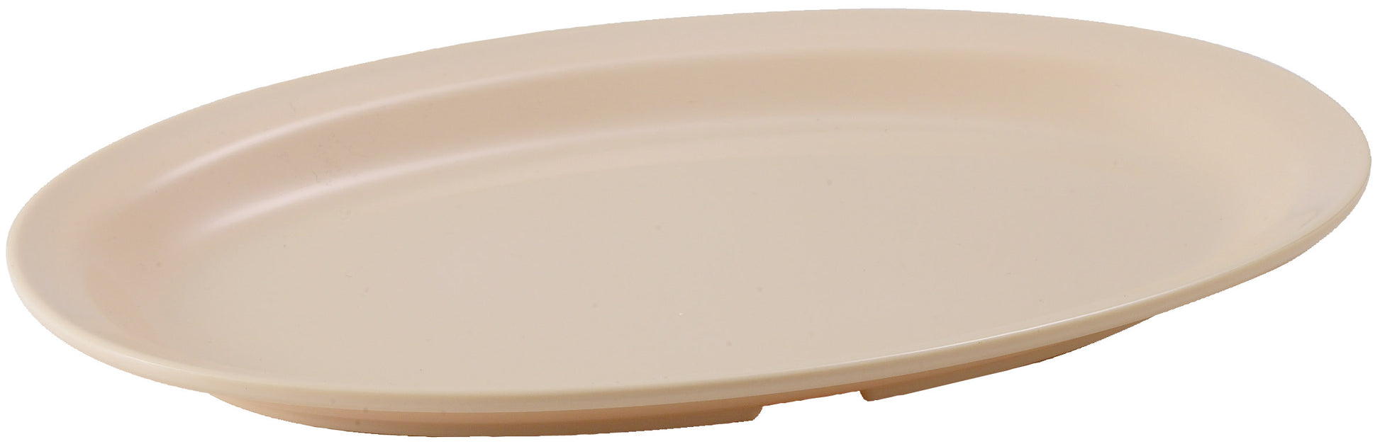 Winco MMPO-1510 15-1/2" x 10-7/8" Tan Melamine Narrow Rim Platters