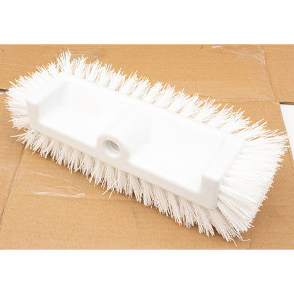 Carlisle 40422EC02 12" White Color Coded Mult-Level Floor Scrub Brush with End Bristles