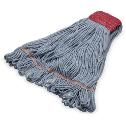 Carlisle 369553B00 Large Blue Cotton 4 Ply Looped-End Mop Natural w/ Red Band
