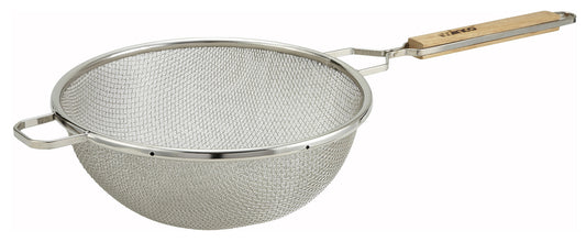 Winco MST-10D 10-1/4" Nickel-Plated Double Medium Mesh Strainer
