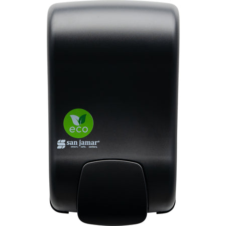 San Jamar SF900REBK 900 mL Black Manual ecoLogic Rely Soap & Sanitizer Dispenser, Foam