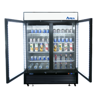 Atosa MCF8721ES 43.95 Cuft Black Double Glass Door Bottom Mount Merchandiser Freezer