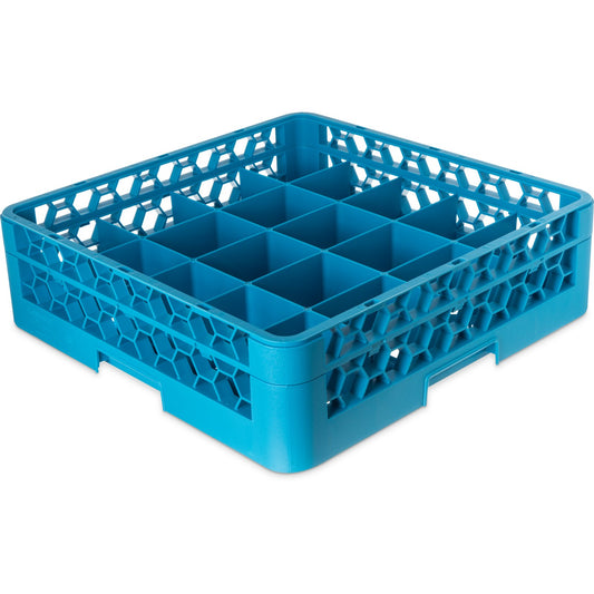 Carlisle RC20-114 Carlisle Blue 20-Compartment Polypropylene OptiClean Divided Tilted Glass Rack with 1 Open Extender