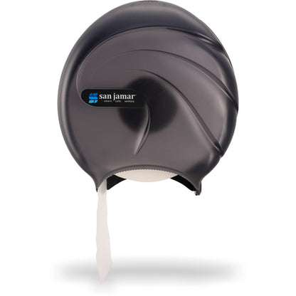 San Jamar R2090TBK 9" Black Pearl Single Oceans Jumbo Bath Tissue Dispenser, 3.25" core