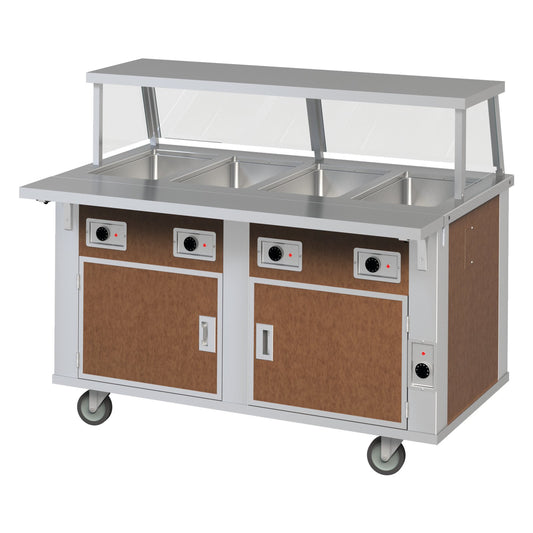 Dinex DXP4HFHIB 63" x 30" x 36" 4-Well Stainless Steel DineXpress Hot Food Counter with Heat-In Base