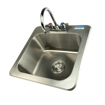 BK Resources DDI-1614824-P-G One Compartment Stainless Steel Drop-In Sink 16L x 14W x 8D Bowls w/ Faucet
