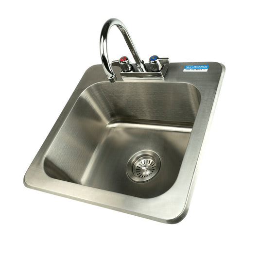 BK Resources DDI-1614824-P-G One Compartment Stainless Steel Drop-In Sink 16L x 14W x 8D Bowls w/ Faucet