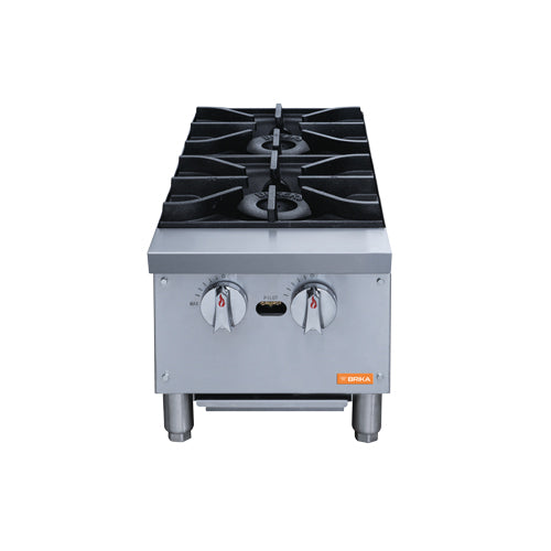 Brika BHP-122 12" Gas Two Burner Hot Plate -Conversion Kit Included