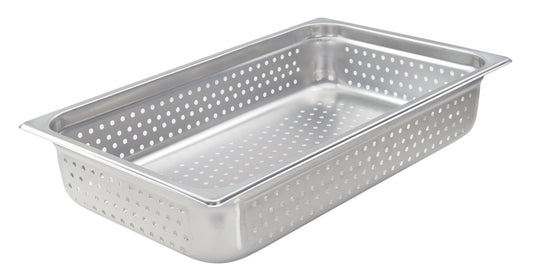 Winco SPJH-104PF Full Size Stainless Steel Perforated Steam Pan, 4" Deep