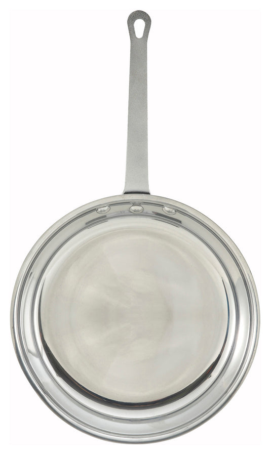 Winco AFP-12 12" Aluminum Majestic Fry Pan, Mirror Finish