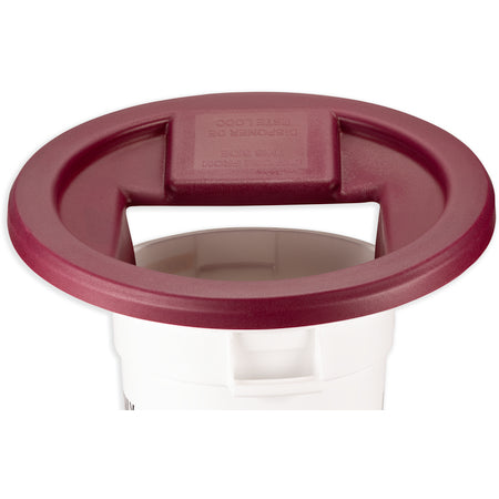 Carlisle KA3244 Burgundy Polyethylene KatchAll Magnetic Flatware Retriever Trash Can Lid