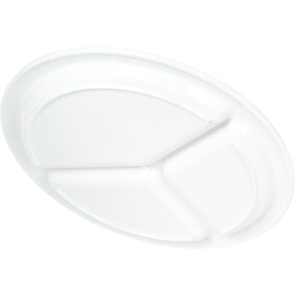 Carlisle KL10202 10" White 3-Compartment Kingline Melamine Plate