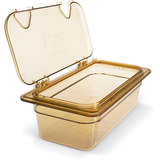 Carlisle 3086113 1/3 Size Amber High Heat Plastic StorPlus Food Pan, 4" Deep