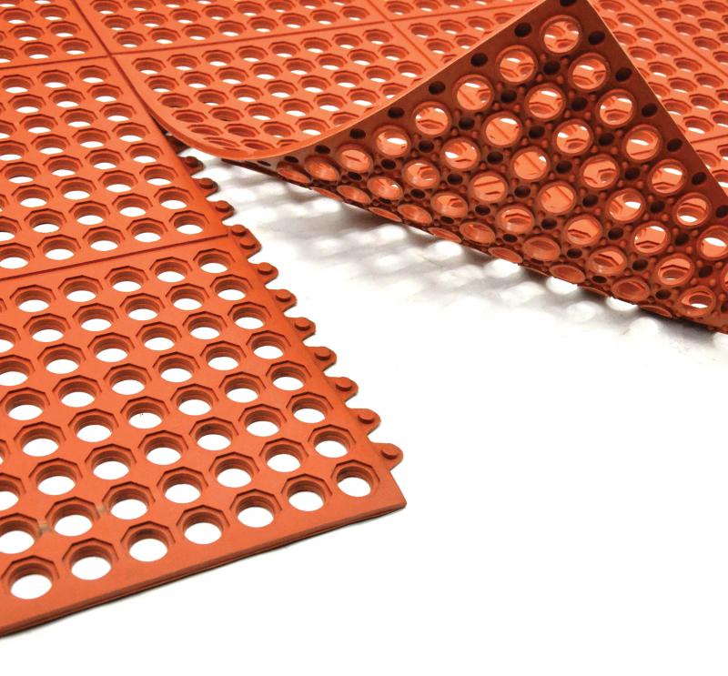 Omcan 39768 Terracotta Anti-Fatigue Mat with Interlocking Edges