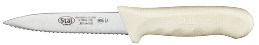 Winco KWP-31 3.5" White Polypropylene Handle Serrated Paring Knives (2pcs/pk)