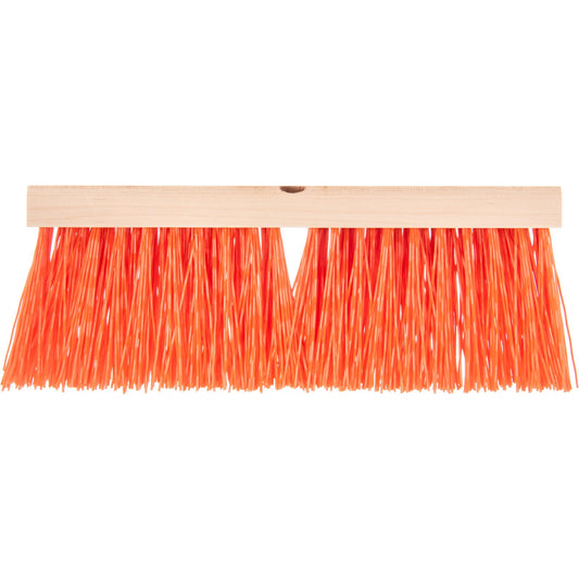 Carlisle 36111624 16" Flo-Pac Hardwood Push Broom Head with Orange Polypropylene Flagged Bristle