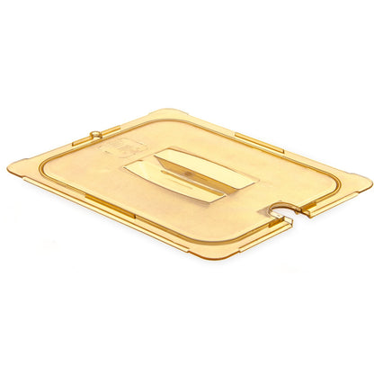 Carlisle 10431U13 1/2 Size Amber High Heat Plastic StorPlus Handled Universal Food Pan Lid