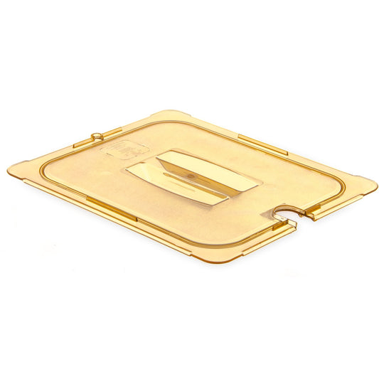 Carlisle 10431U13 1/2 Size Amber High Heat Plastic StorPlus Handled Universal Food Pan Lid