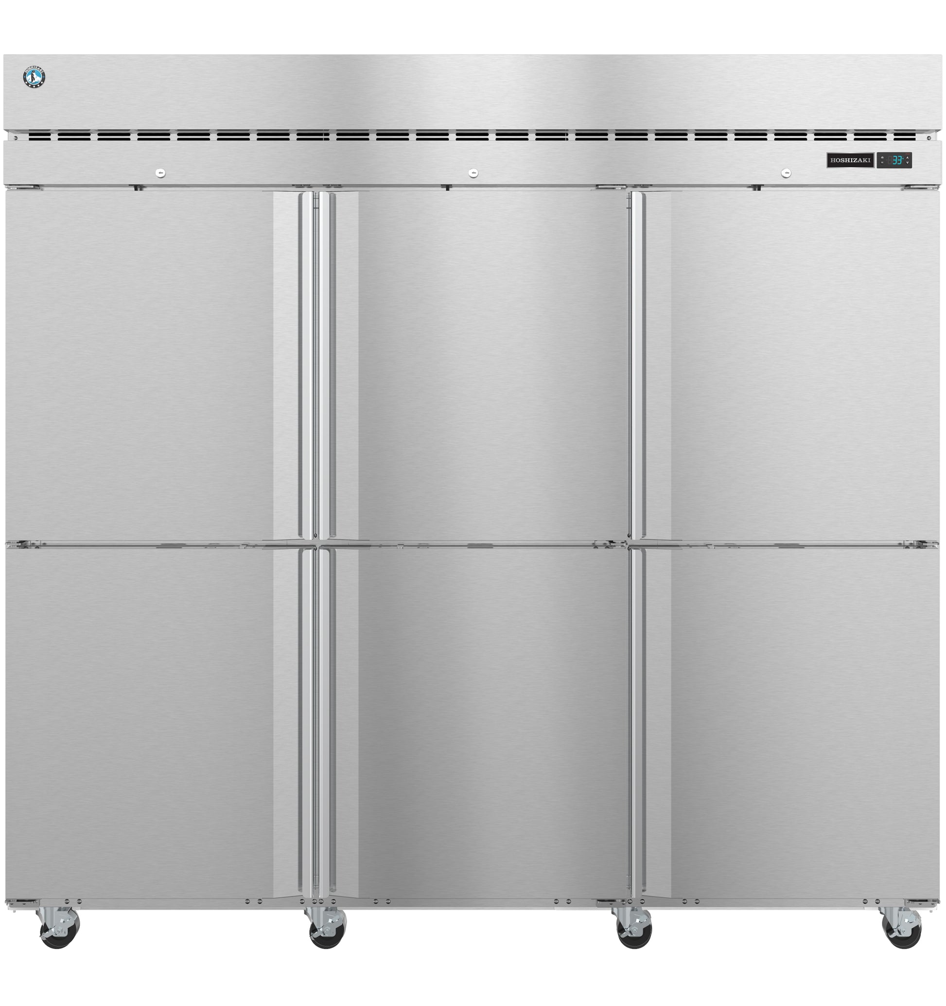 Hoshizaki F3A-HS Three Section Half Stainless Steel Doors with Lock Upright Freezer