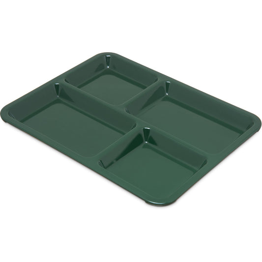 Carlisle KL44408 8.5" x 11" Forest Green 4-Compartment Melamine Tray