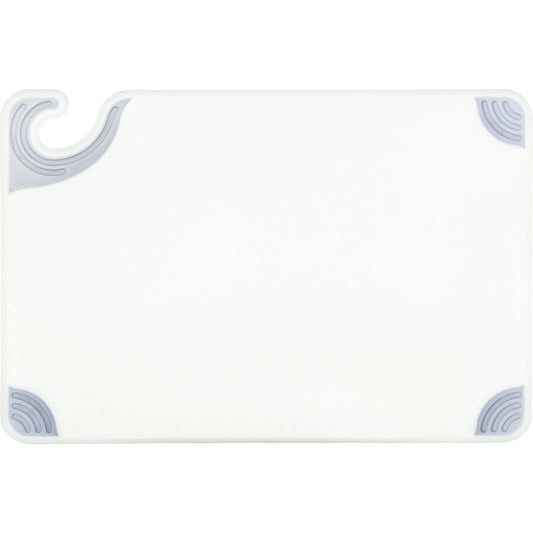 San Jamar CBG121812WH 12" x 18" x 0.5" White Saf-T-Grip Cutting Board