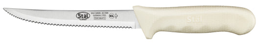 Winco KWP-50 5-1/2" White Polypropylene Handle Serrated Utility Knife