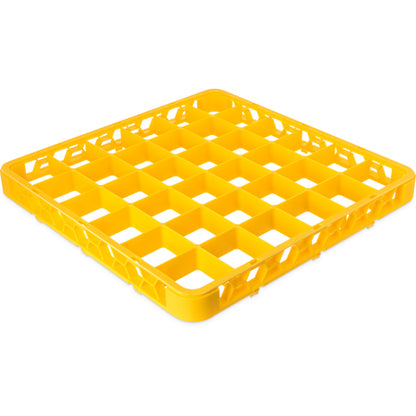 Carlisle RE36C04 Yellow 36-Compartment Polypropylene OptiClean Divided Glass Rack Extender 1.78"