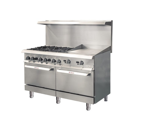 Ikon IR-6B-24TG-60 60" Six Burner Gas Range with 24" T-stat Griddle